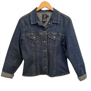 Vintage Facconable Button Down Light Denim Jacket Shirt Size Large EUC